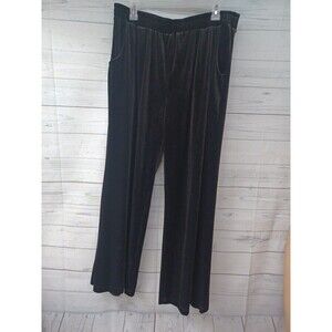 Calstyle Women Brownish Black Velvet Pants Sz L Straight Leg Pull On Velour